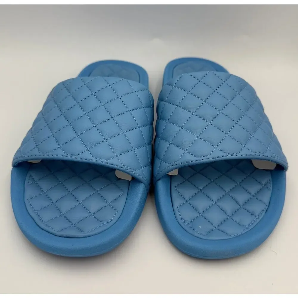 APL Quilted Nappa Leather Lusso Slides Coastal Blue Size 9 - Picture 2 of 5